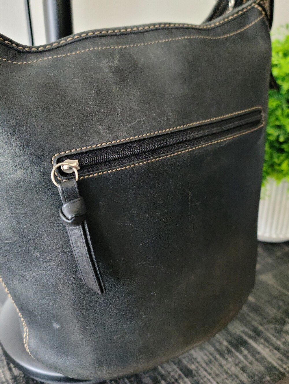 Coach Vintage Black Leather Bleecker Duffle Bucket Bag #F13353 - Picture 7 of 15